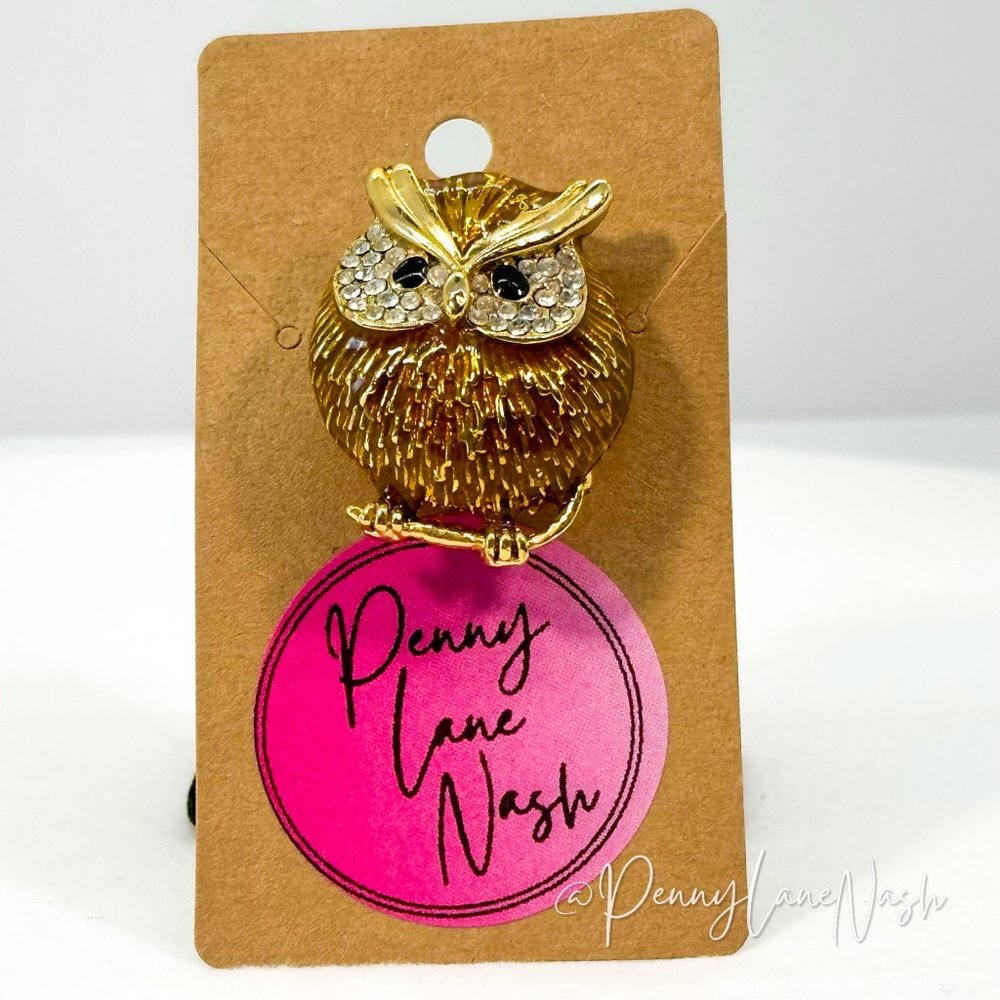 Vintage Owl/Bird Gold Tone with Rhinestones Pin Brooch - Picture 4 of 4